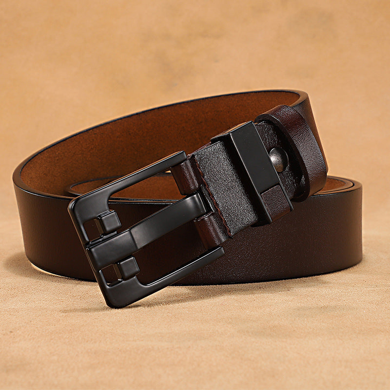 Retro button leather belt