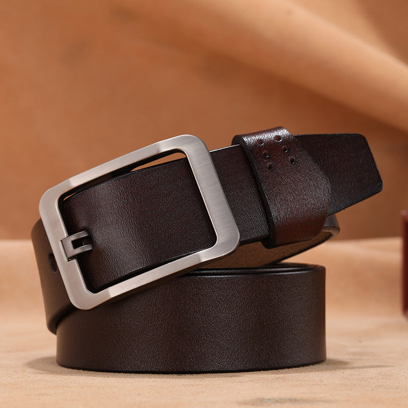 Retro button leather belt