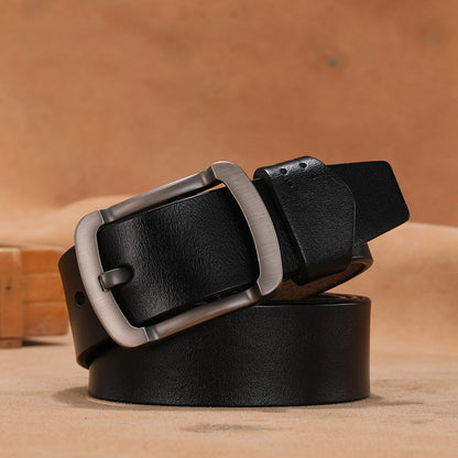 Retro button leather belt