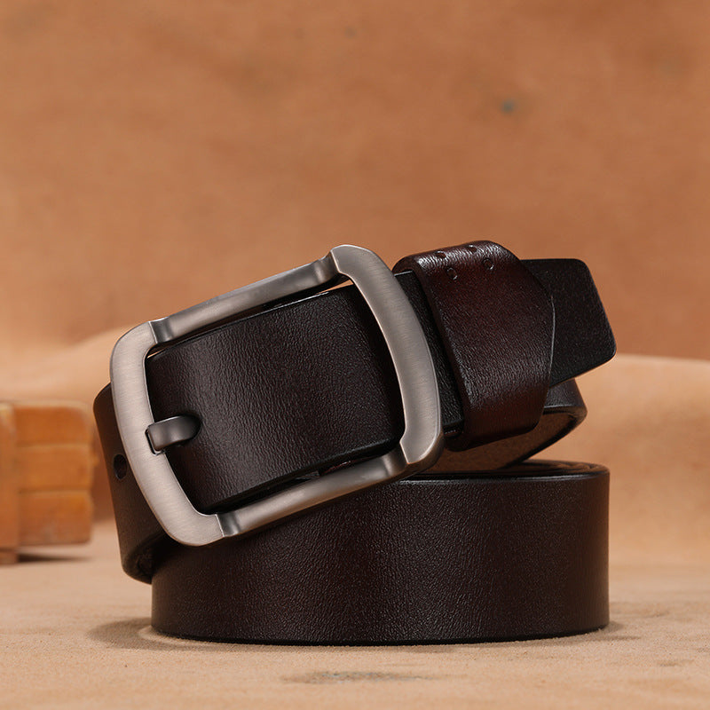 Retro button leather belt