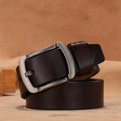 Retro button leather belt