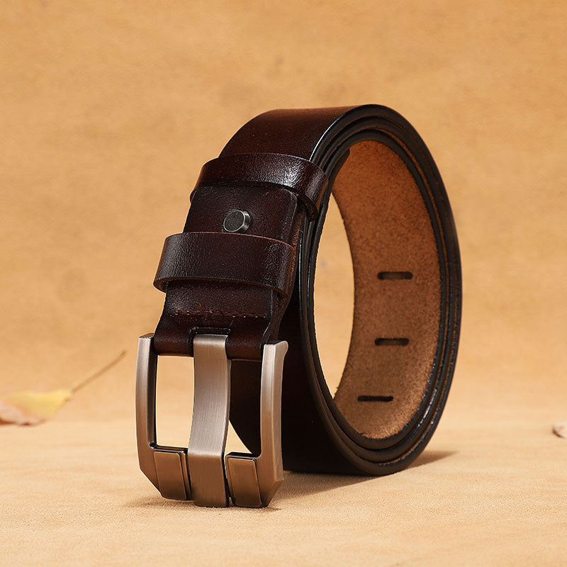 Retro button leather belt