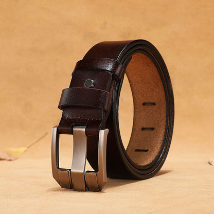 Retro button leather belt