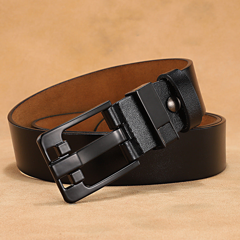 Retro button leather belt