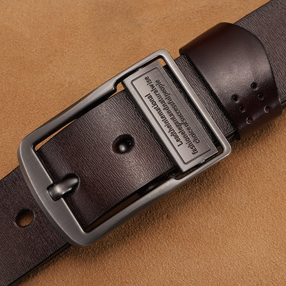 Retro button leather belt