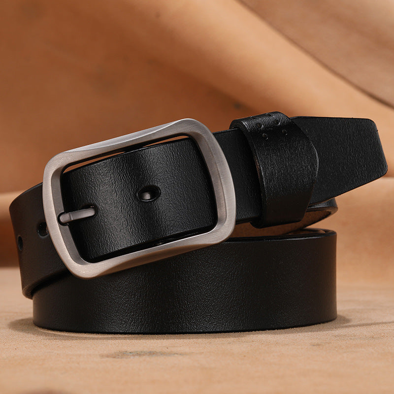 Retro button leather belt