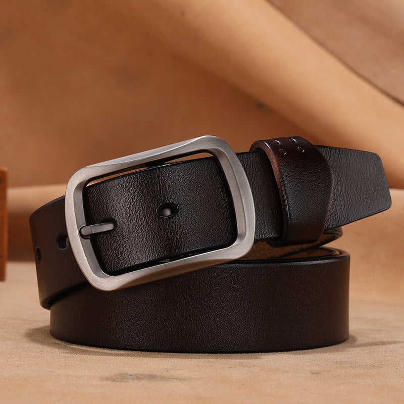 Retro button leather belt