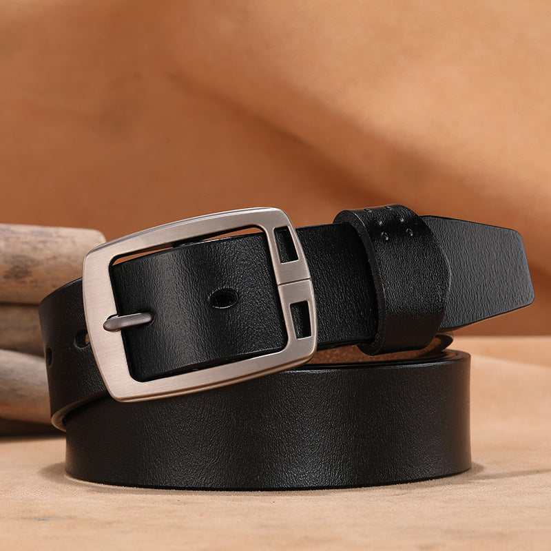 Retro button leather belt