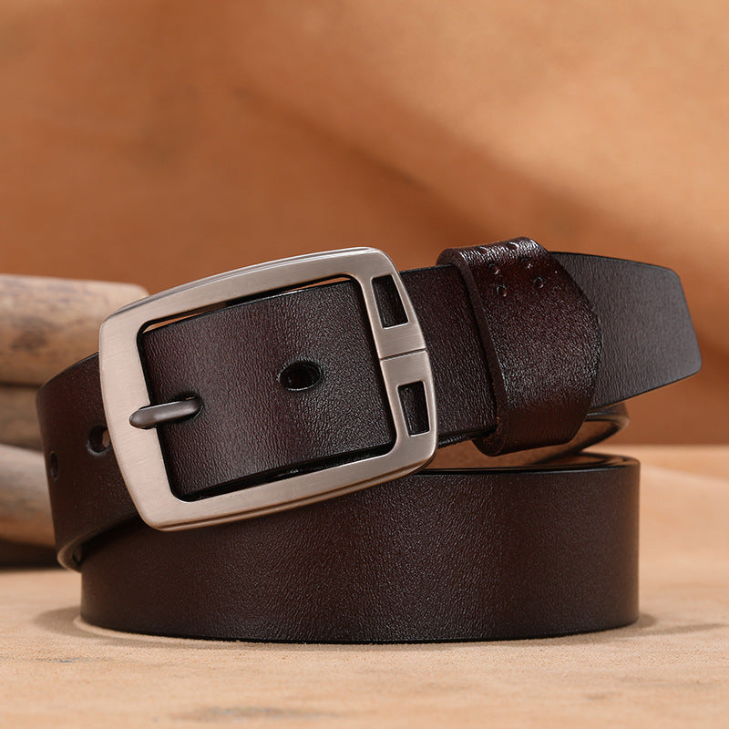 Retro button leather belt