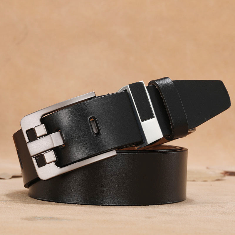 Retro button leather belt