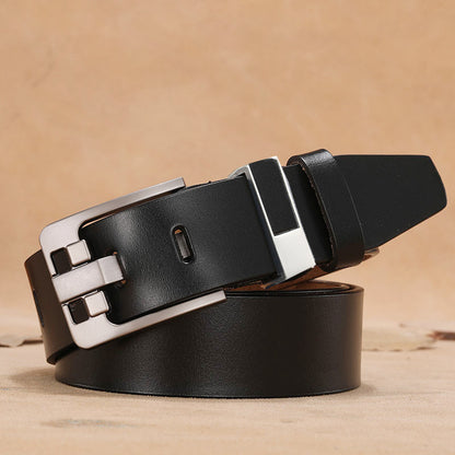 Retro button leather belt
