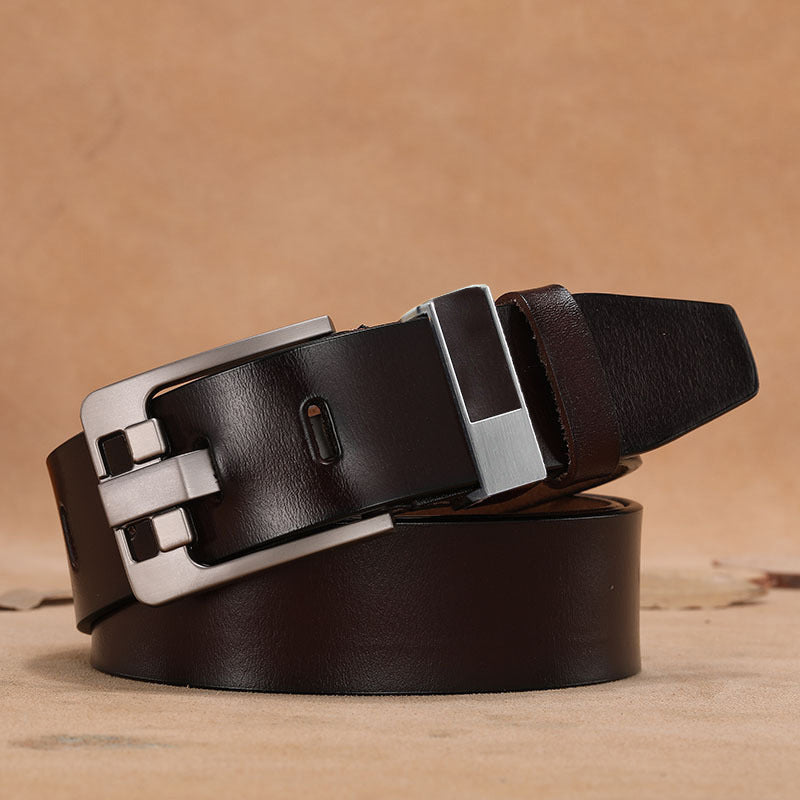 Retro button leather belt