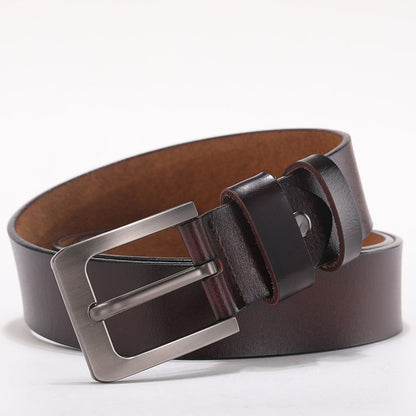 Retro button leather belt