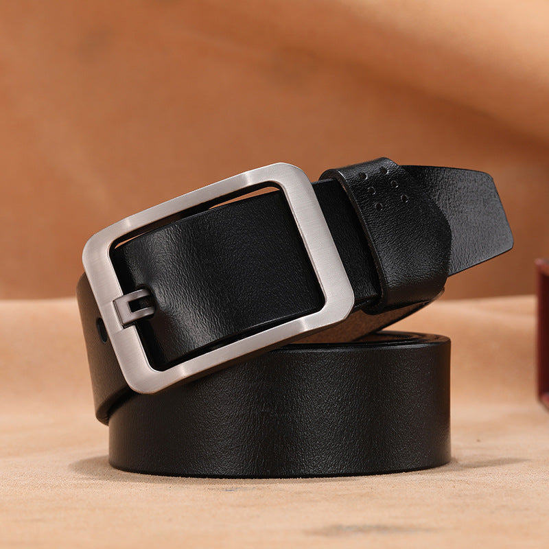 Retro button leather belt