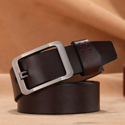 Retro button leather belt
