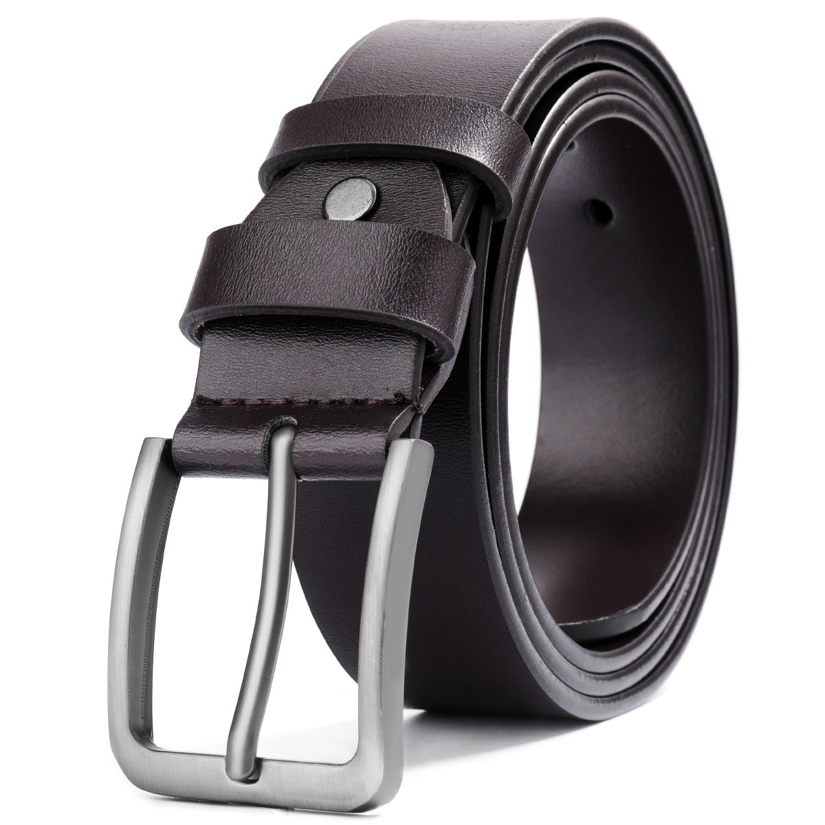 Retro button leather belt