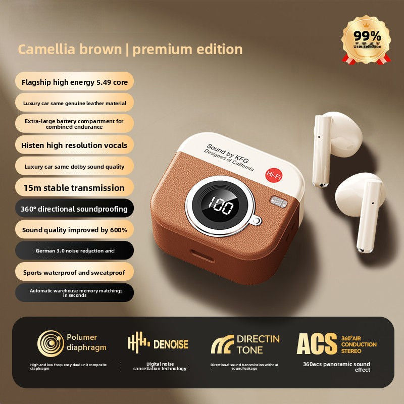 Retro Camera Style Wireless Bluetooth Earphones