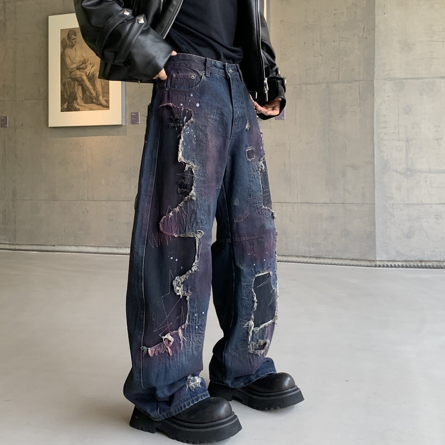 Retro Camouflage Cargo Pants Men Loose Fit Streetwear