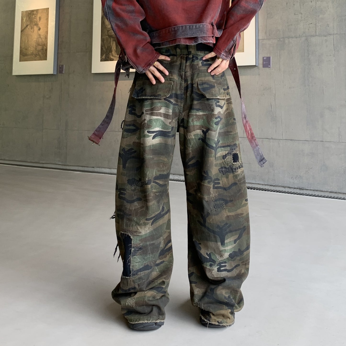 Retro Camouflage Cargo Pants Men Loose Fit Streetwear