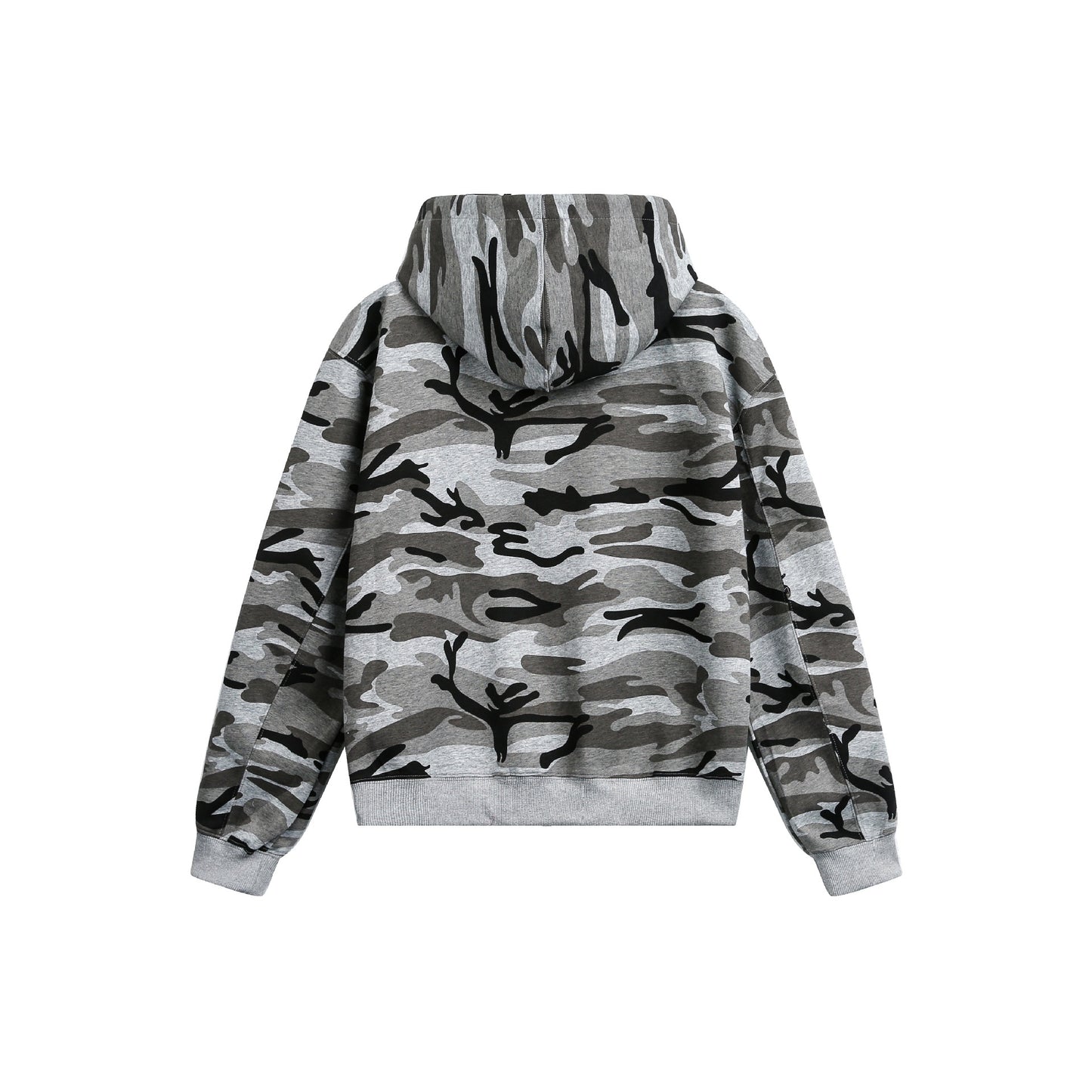 Retro Camouflage Hooded Zip-Up Sweatshirt