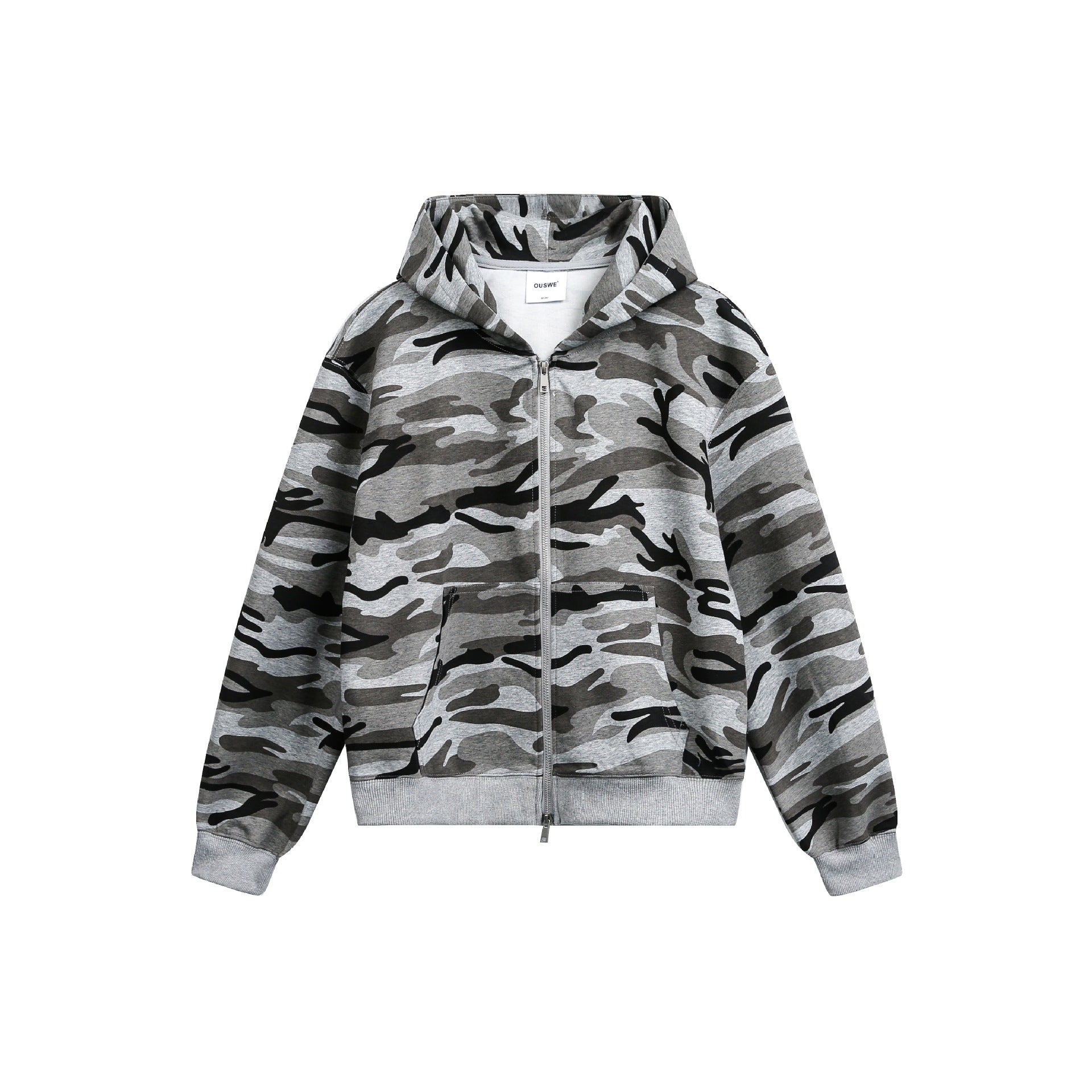 Retro Camouflage Hooded Zip-Up Sweatshirt