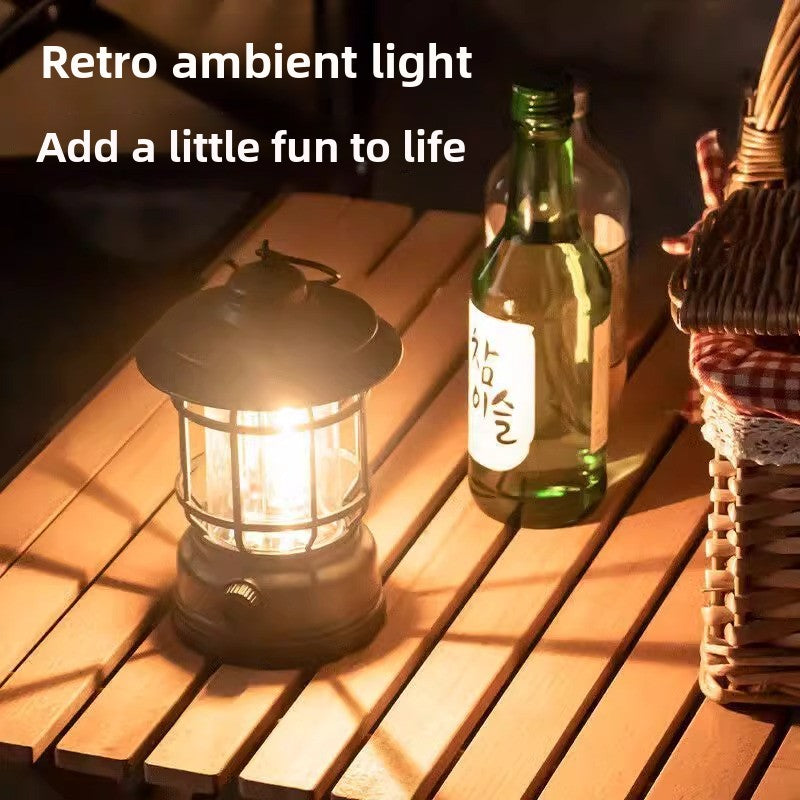 Retro Camping Lantern with Dimmable LED Light