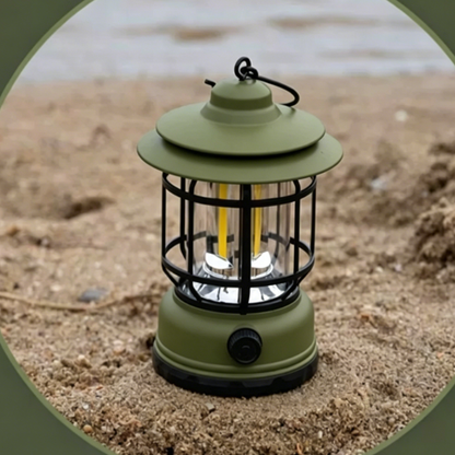 Retro Camping Lantern with Dimmable LED Light