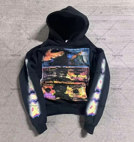 Retro Cartoon Print Zipper Hoodie