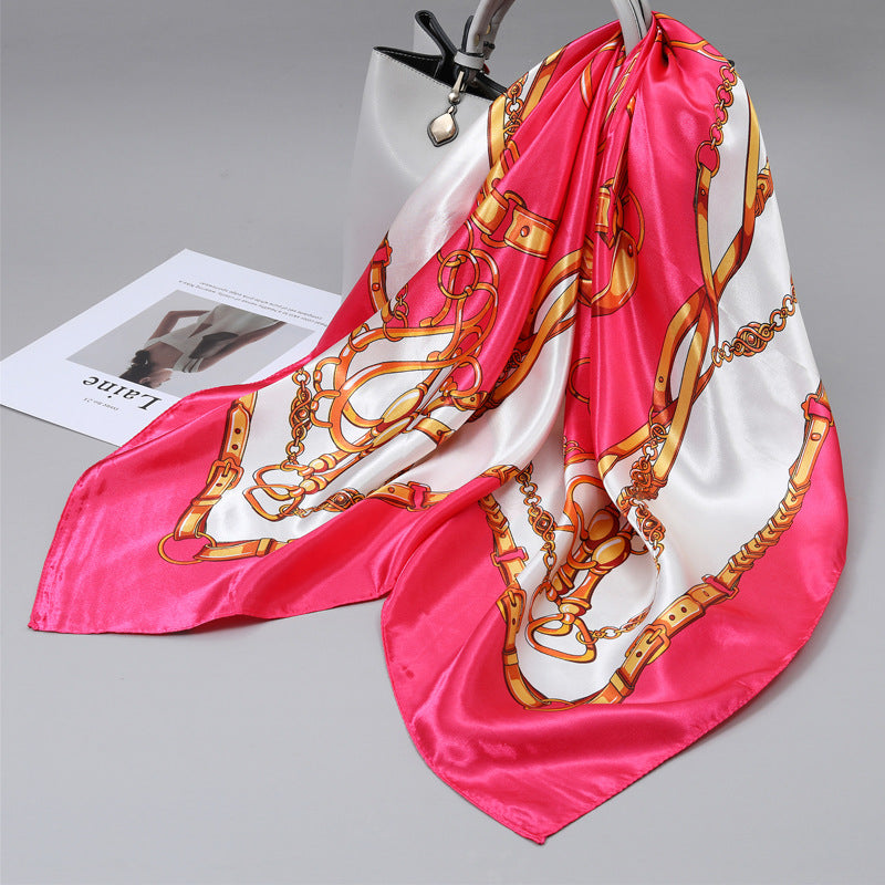 Retro Cashew Pattern Silk Scarf, Large Square Scarf for Women