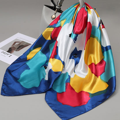 Retro Cashew Pattern Silk Scarf, Large Square Scarf for Women