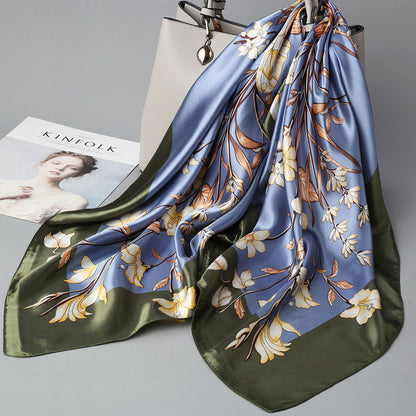Retro Cashew Pattern Silk Scarf, Large Square Scarf for Women, Stylish and Fashionable for Spring, Autumn, and Winter, Thin Summer Shawl