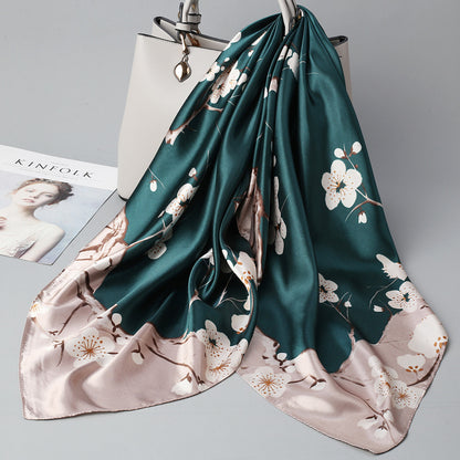 Retro Cashew Pattern Silk Scarf, Large Square Scarf for Women, Stylish and Fashionable for Spring, Autumn, and Winter, Thin Summer Shawl
