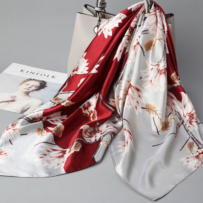 Retro Cashew Pattern Silk Scarf, Large Square Scarf for Women, Stylish and Fashionable for Spring, Autumn, and Winter, Thin Summer Shawl