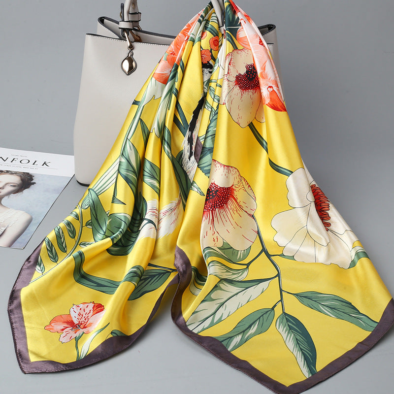 Retro Cashew Pattern Silk Scarf, Large Square Scarf for Women, Stylish and Fashionable for Spring, Autumn, and Winter, Thin Summer Shawl