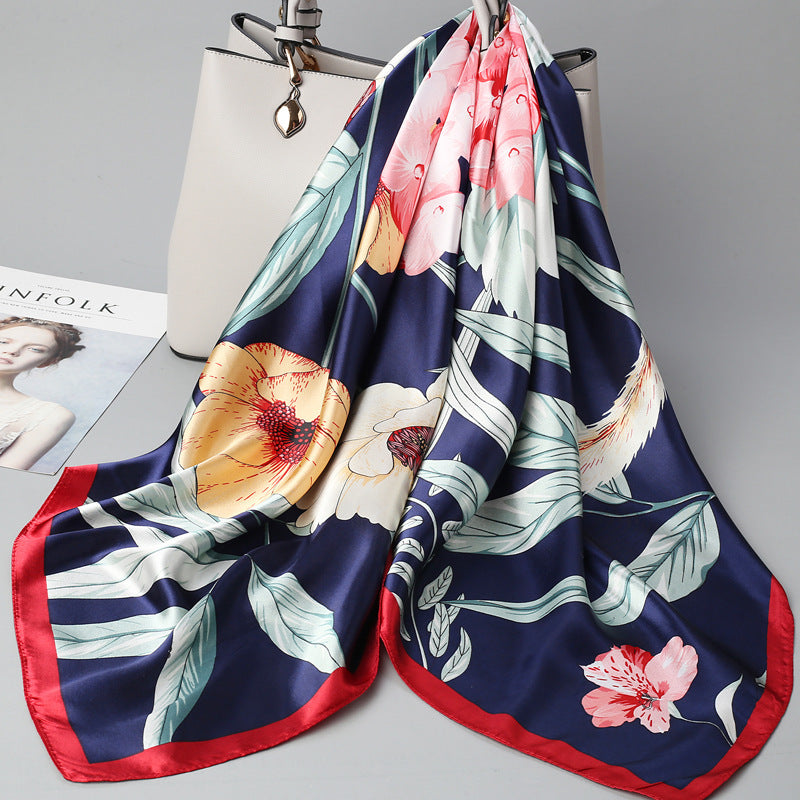 Retro Cashew Pattern Silk Scarf, Large Square Scarf for Women, Stylish and Fashionable for Spring, Autumn, and Winter, Thin Summer Shawl