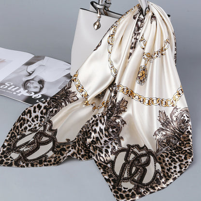 Retro Cashew Pattern Silk Scarf, Large Square Scarf for Women, Stylish and Fashionable for Spring, Autumn, and Winter, Thin Summer Shawl