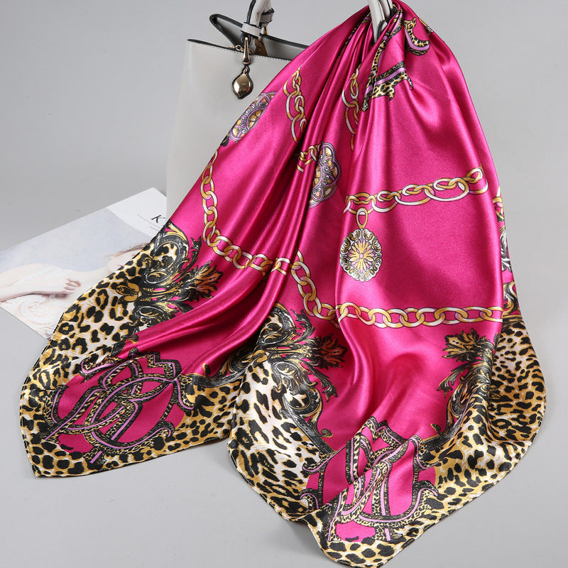 Retro Cashew Pattern Silk Scarf, Large Square Scarf for Women, Stylish and Fashionable for Spring, Autumn, and Winter, Thin Summer Shawl
