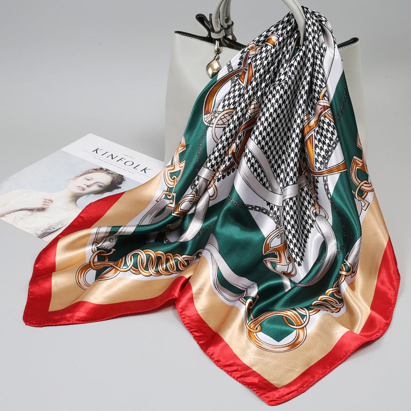 Retro Cashew Pattern Silk Scarf, Large Square Scarf for Women, Stylish and Fashionable for Spring, Autumn, and Winter, Thin Summer Shawl