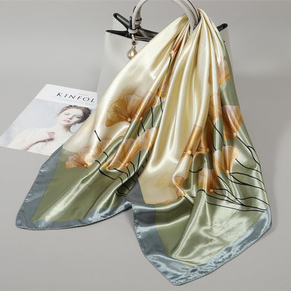 Retro Cashew Pattern Silk Scarf, Large Square Scarf for Women, Stylish and Fashionable for Spring, Autumn, and Winter, Thin Summer Shawl