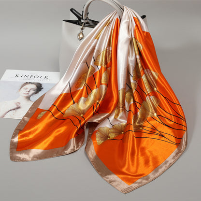 Retro Cashew Pattern Silk Scarf, Large Square Scarf for Women, Stylish and Fashionable for Spring, Autumn, and Winter, Thin Summer Shawl