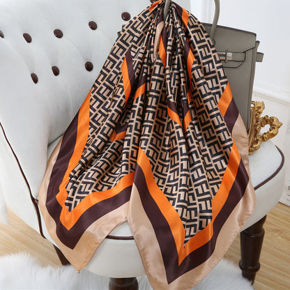 Retro Cashew Pattern Silk Scarf, Large Square Scarf for Women, Stylish and Fashionable for Spring, Autumn, and Winter, Thin Summer Shawl