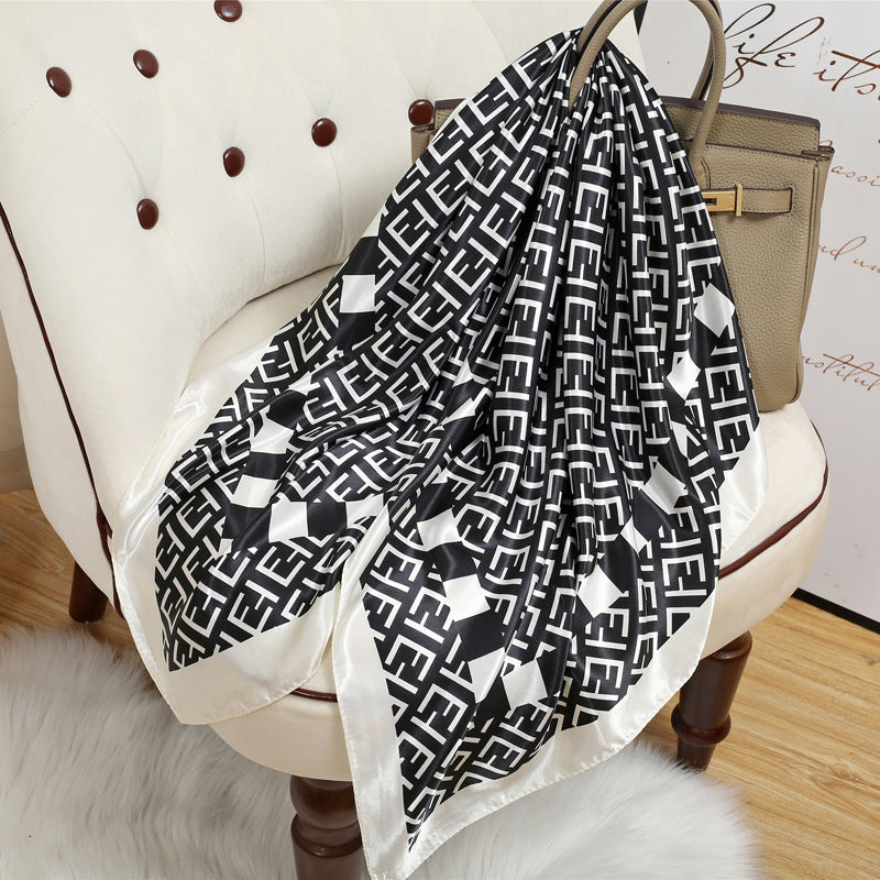 Retro Cashew Pattern Silk Scarf, Large Square Scarf for Women, Stylish and Fashionable for Spring, Autumn, and Winter, Thin Summer Shawl