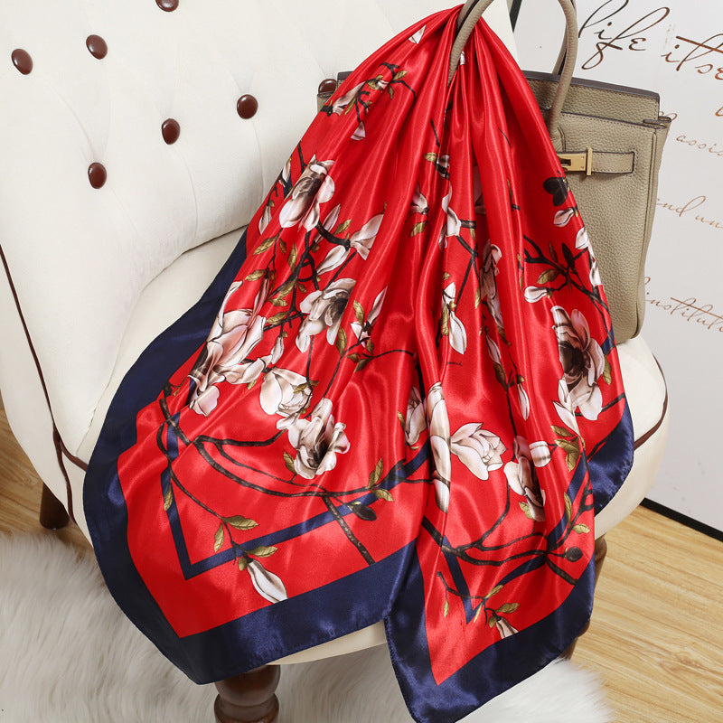 Retro Cashew Pattern Silk Scarf, Large Square Scarf for Women, Stylish and Fashionable for Spring, Autumn, and Winter, Thin Summer Shawl