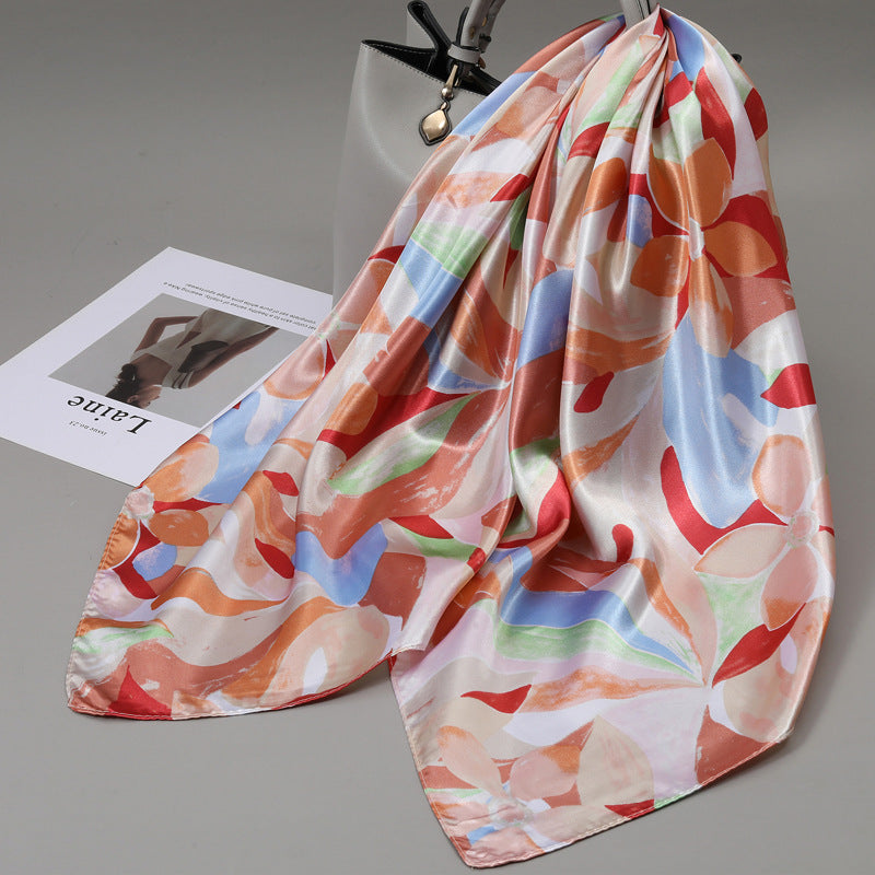 Retro Cashew Pattern Silk Scarf, Large Square Scarf for Women