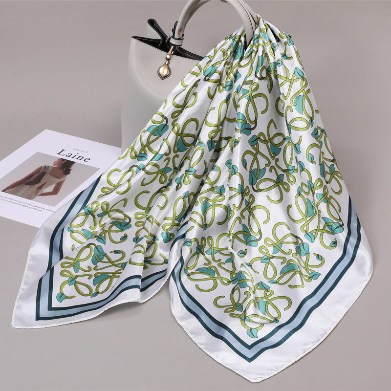 Retro Cashew Pattern Silk Scarf, Large Square Scarf for Women
