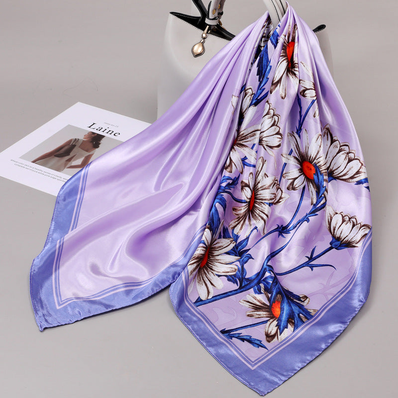 Retro Cashew Pattern Silk Scarf, Large Square Scarf for Women