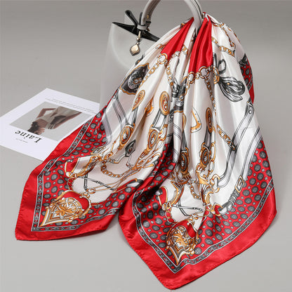 Retro Cashew Pattern Silk Scarf, Large Square Scarf for Women