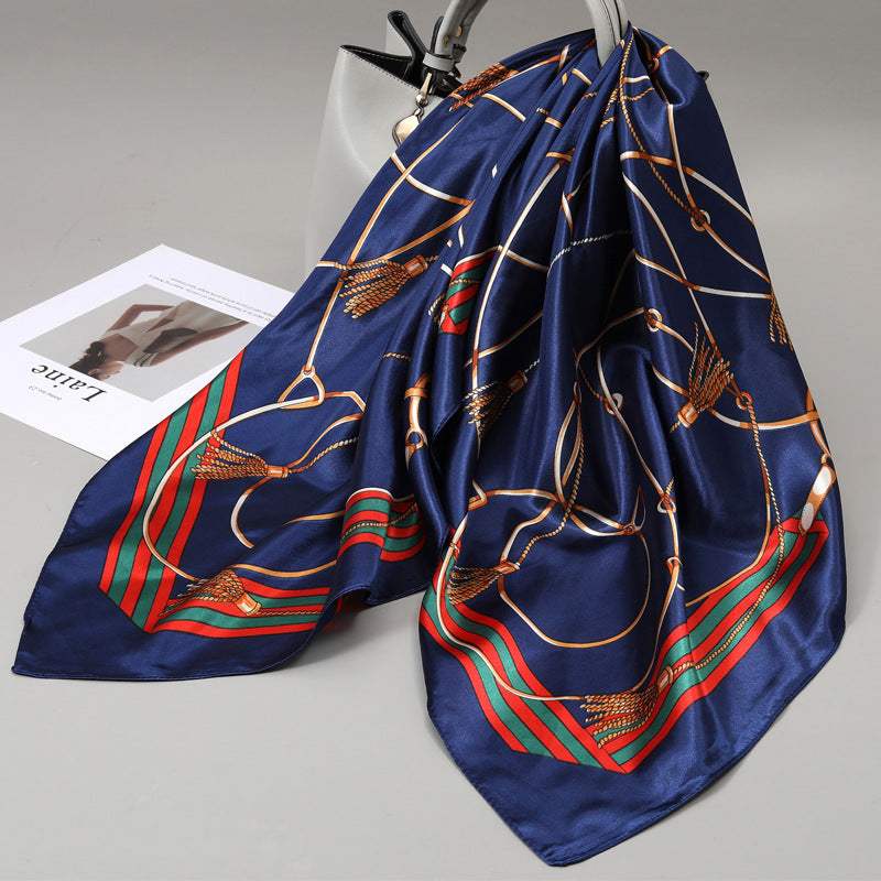 Retro Cashew Pattern Silk Scarf, Large Square Scarf for Women