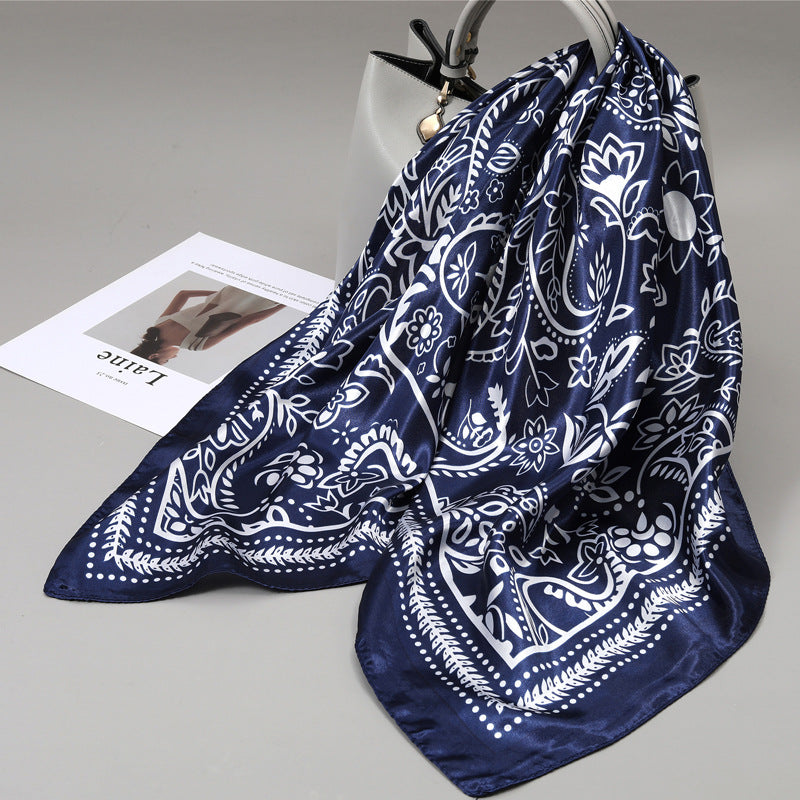 Retro Cashew Pattern Silk Scarf, Large Square Scarf for Women