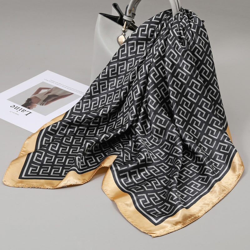 Retro Cashew Pattern Silk Scarf, Large Square Scarf for Women